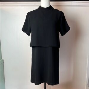 OAK + FORT Black Layered Midi Dress